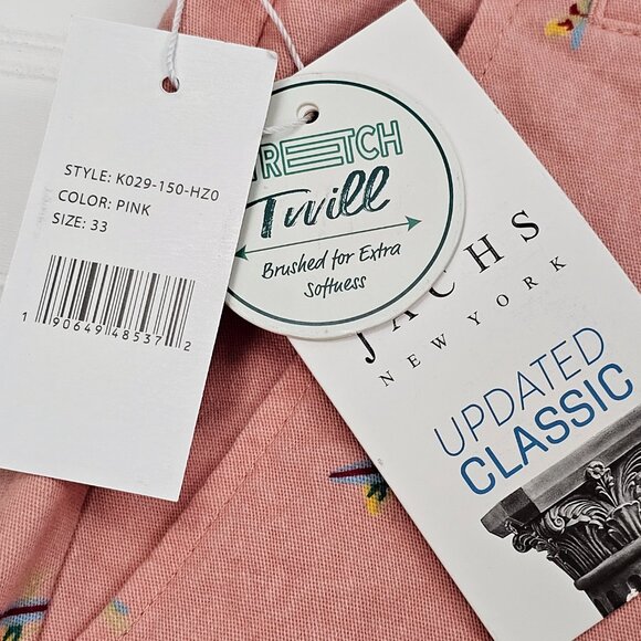 Jachs Men's Pink Surfer Print Stretch Twill Chino Bleecker Shorts Size 33 NWT - Picture 10 of 15